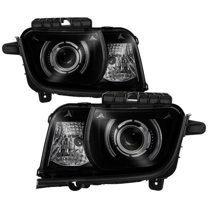 ( Akkon ) Chevy Camaro 10-13 LED Halo Projector Headlights - Black Smoked