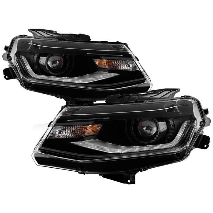 ( xTune ) Chevy Camaro 16-18 (HID model fit on Halogen Model) w/LED Signal Projector Headlights - Low Beam-H7(Included) ; High Beam-H7(Included) ; Signal-7440NA(Included) - Black