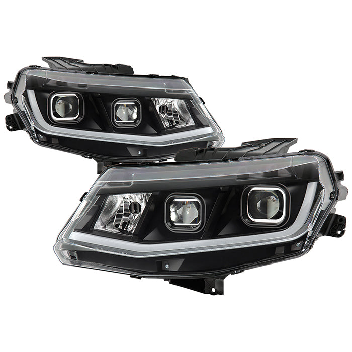 ( Akkon ) Chevy Camaro 2016-2018 Halogen Model Only ( Don‘t Fit factory HID Models and RS or V6 1LE Track Performance Package ) Projector Headlights With Light Tube DRL - Low beam-H7(Not Included) ; High Beam-H9(Included) ; Signal-7440A(Included) - Black