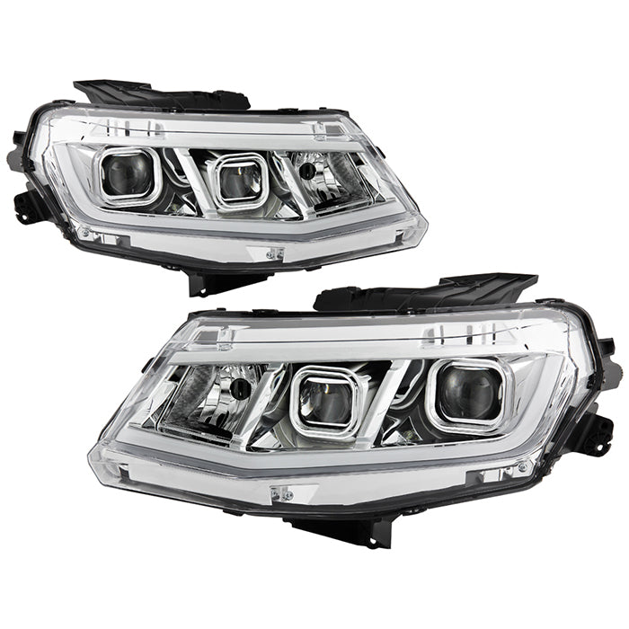 ( Akkon ) Chevy Camaro 2016-2018 Halogen Model Only ( Do Not Fit factory HID Models and RS or V6 1LE Track Performance Package ) Projector Headlights With Light Tube DRL - Low beam-H11(Included) ; High Beam-HB3(Included) ; Signal-7440A(Included) - Chrome