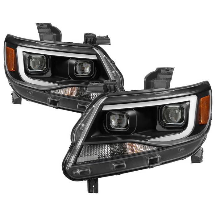 ( Akkon ) Chevy Colorado 2015-2019 Halogen Models Only ( Not Compatible With Xenon/HID Model ) Projector Headlights - Light Bar DRL - Black
