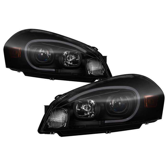 ( Akkon ) Chevy Impala 06-13 / Impala Limiited 14-16 LED Light Bar Headlights  - Black Smoked - Low Beam - H3 ; High Beam - H1 ; Signal - 3157