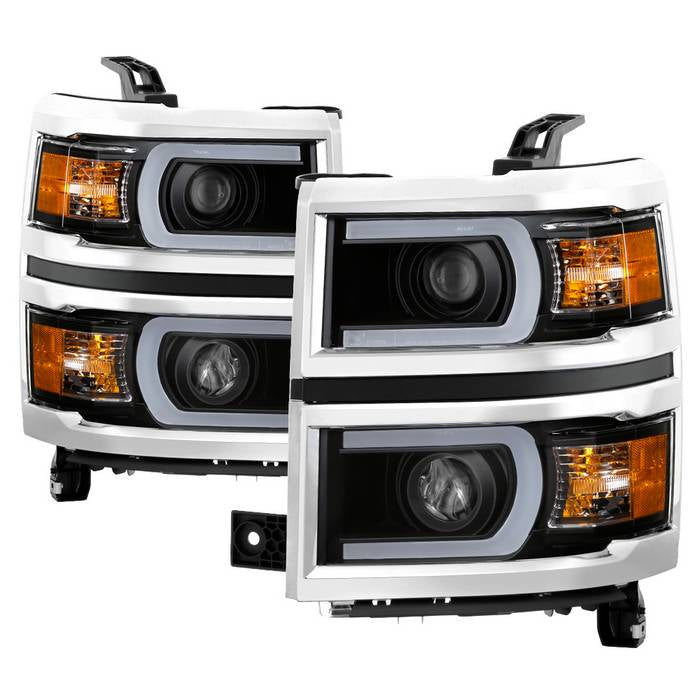 ( Akkon ) Chevy Silverado 1500 14-15 Projector Headlights - Light Bar DRL - Black