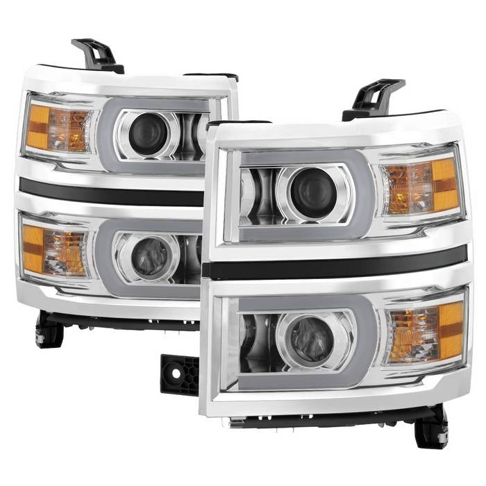 ( Akkon ) Chevy Silverado 1500 14-15 Projector Headlights - Light Bar DRL - Chrome