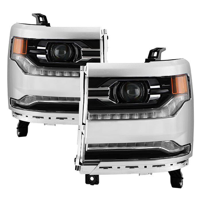 ( POE ) Chevy Silverado 1500 16-18 OE LED Model (Come w/adapter fit HID model) Full LED Headlight - Chrome
