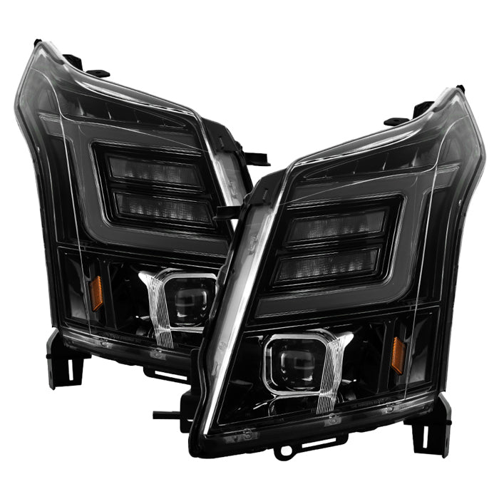 ( Akkon ) Cadillac SRX 2010-2014 Halogen Only Projector Headlights With Light Tube DRL - Black