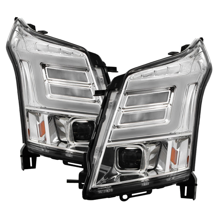 ( Akkon ) Cadillac SRX 2010-2014 Halogen Only Projector Headlights With Light Tube DRL - Chrome