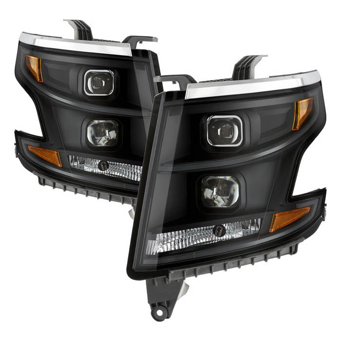 ( Akkon ) Chevy Tahoe / Suburban 2015-2018 DRL Light Bar Projector Headlights - Smoked - Low Beam - H7(Included) ; High Beam - H7(Included) ; Signal - 7440(Included)