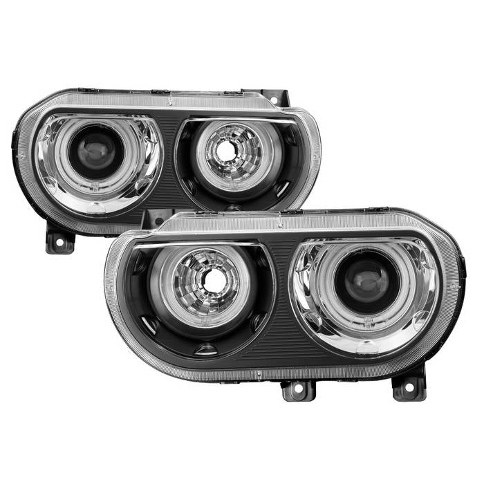 ( Akkon ) Dodge Challenger 08-14 Halogen Model Only (does not HID model) CCFL Halo Projector Headlights Black
