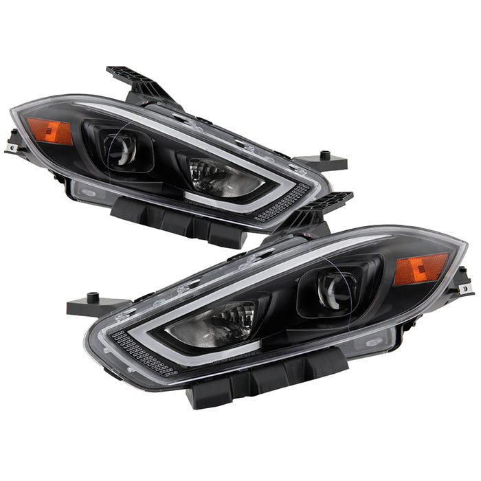 ( Akkon ) Dodge Dart 13-16 HID Models Only (Do not Fit Halogen models ) DRL Light Bar Projector Headlights -  Low Beam-D3S(Not Included) ; High Beam-D3S(Not Included) ; Signal-7443NA(Included) - Black