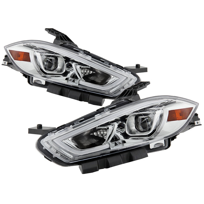 ( Akkon ) Dodge Dart 13-16 HID Models Only (Do not Fit Halogen models ) DRL Light Bar Projector Headlights - Low Beam-D3S(Not Included) ; High Beam-D3S(Not Included) ; Signal-7443NA(Included) - Chrome