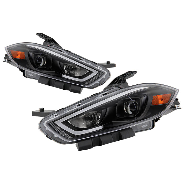 ( Akkon ) Dodge Dart 13-16 Halogen Only (Don‘t Fit HID models ) DRL Light Bar Projector Headlights - Low Beam-H9(Included) ; High Beam-H9(Included) ; Signal-7443NA(Not Included) - Black