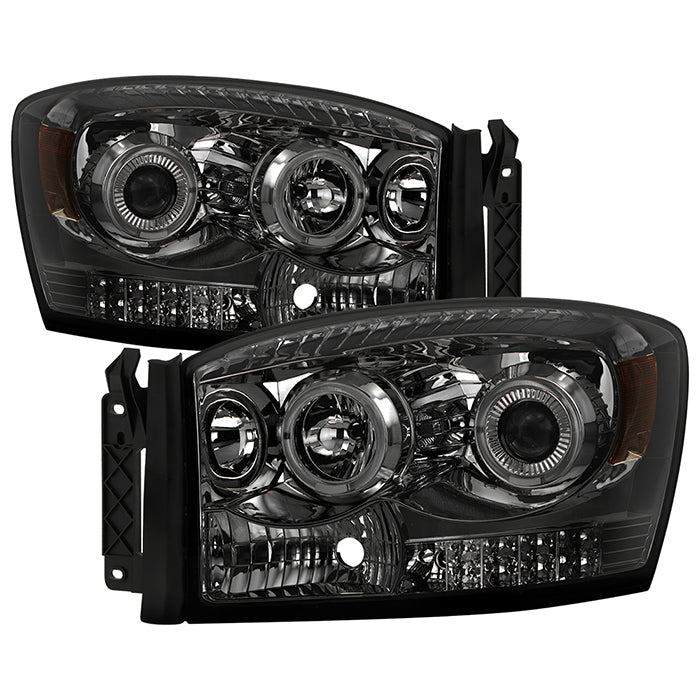 ( xTune ) Dodge Ram 1500 06-08 / Ram 2500/3500 06-09 Halo Projector Headlights - Smoked
