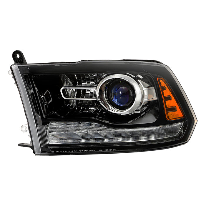 ( POE ) Dodge Ram 1500 / 2500 /3500 13-15 Halogen Models ( Only Fit factory projector LED style) OEM Style Headlights - Low beam-9012(Included) ; High Beam-9005(Included) ; Signal-LED(Included) - OE Black Left