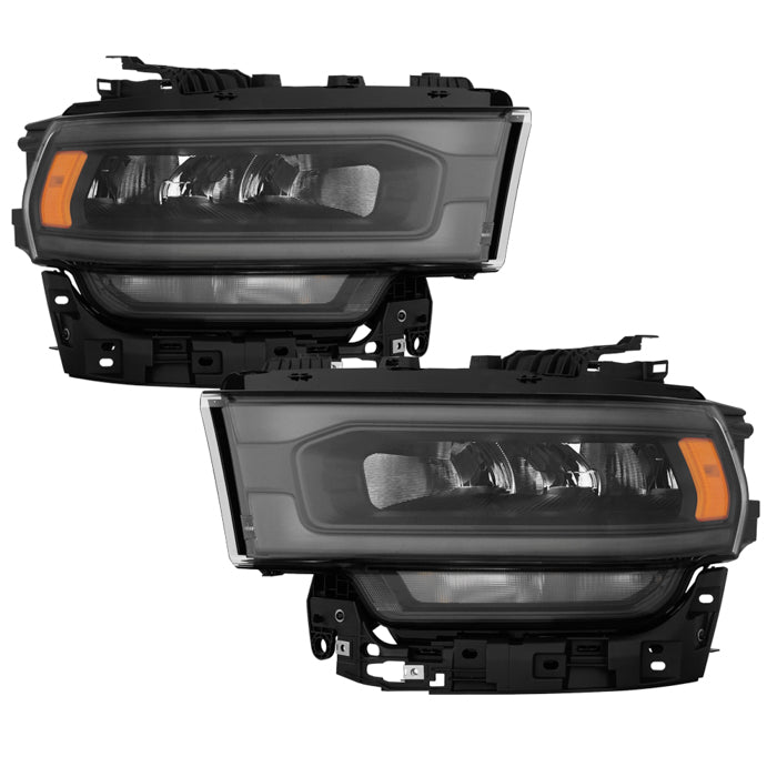 ( POE ) Dodge Ram 2500/3500 HD 19-24 OE Plus (Fit Halogen Type) Black Bezel LED Reflector Headlight - Black