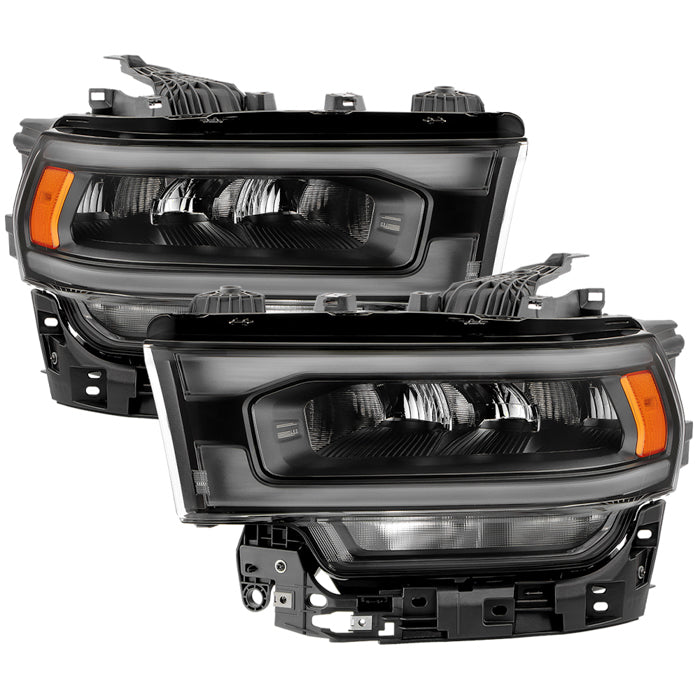 ( POE ) Dodge Ram 2500/3500 HD 19-24 OE Plus (Fit Halogen Type) Black Bezel LED Reflector Headlight - Black