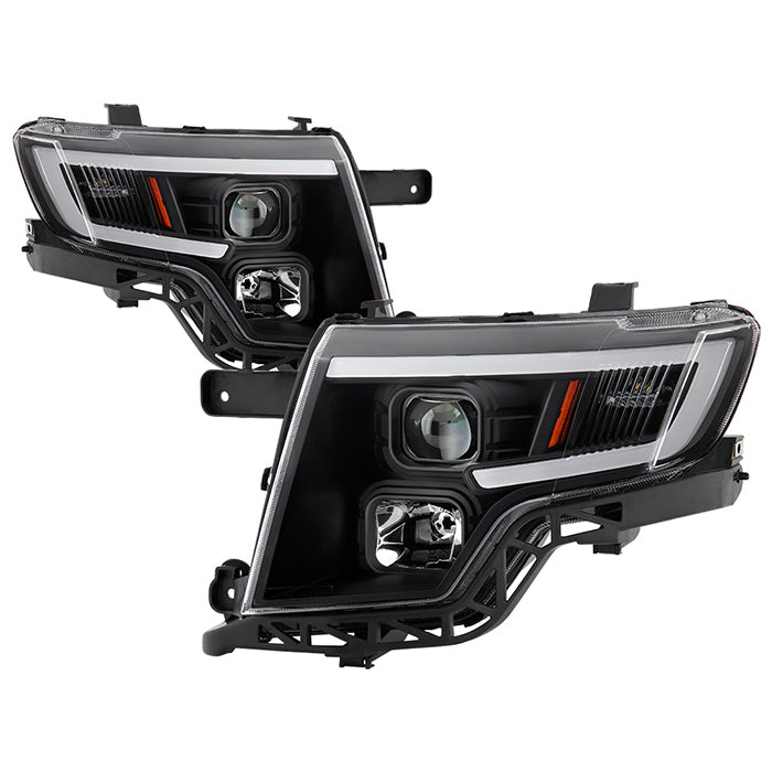 ( Akkon ) Ford Edge 2007-2010 LED Light Bar Projector Headlights - Low Beam-H7(Included) ; High Beam-H1(Included) ; Signal-3157NA(Included) - Black