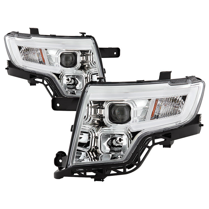 ( Akkon ) Ford Edge 2007-2010 LED Light Bar Projector Headlights - Low Beam-H7(Included) ; High Beam-H1(Included) ; Signal-3157NA(Included) - Chrome