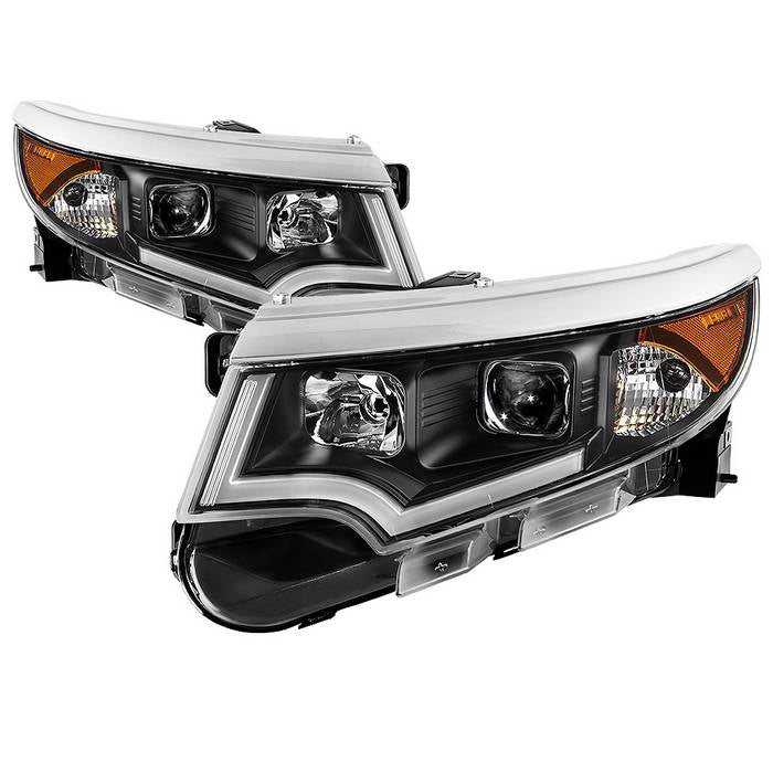 ( Akkon ) Ford Edge 11-14 Halogen Models only (Don‘t Fit Xenon HID Models ) DRL Light Bar Projector Headlights - Low Beam-H7(Included) ; High Beam-H1(Included) ; Signal-3457A(Included) - Black