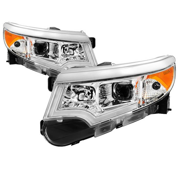 ( Akkon ) Ford Edge 11-14 Halogen Models only (Don‘t Fit Xenon HID Models ) DRL Light Bar Projector Headlights - Low Beam-H7(Included) ; High Beam-H1(Included) ; Signal-3457A(Included) - Chrome