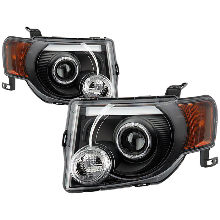 ( Akkon ) Ford Escape 08-12 Halogen Model Only ( Not Compatible With Xenon/HID Model ) - LED Light Bar Projector Headlights - Low Beam-H3(Included) ; High Beam-H3(Included) ; Signal-3457NAK(Included) - Black