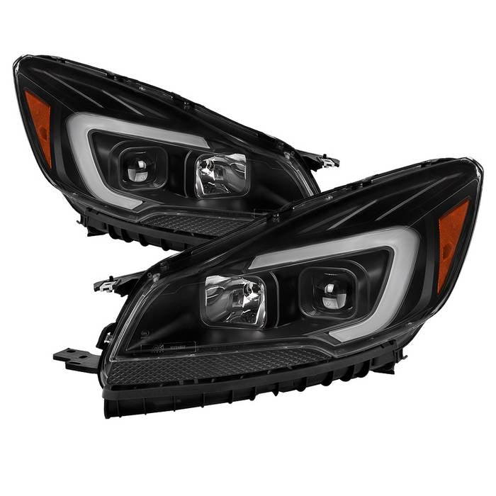 ( Akkon ) Ford Escape 2013-2016 Halogen Only ( Don‘t Fit Xenon HID Models ) LED Light Bar Projector Headlights - Black - Low Beam - H7 ; High Beam - H1
