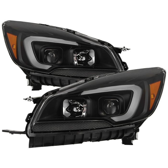 ( Akkon ) Ford Escape 2013-2016 Halogen Only ( Don‘t Fit Xenon HID Models ) LED Light Bar Projector Headlights - Black Smoked
