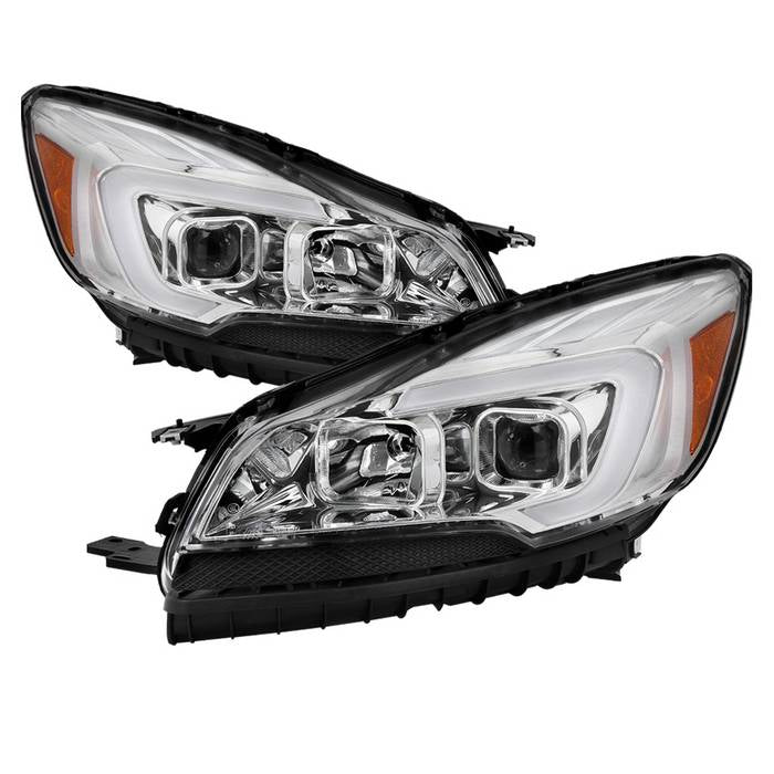 ( Akkon ) Ford Escape 2013-2016 Halogen Only ( Don‘t Fit Xenon HID Models ) LED Light Bar Projector Headlights - Chrome - Low Beam - H7 ; High Beam - H1