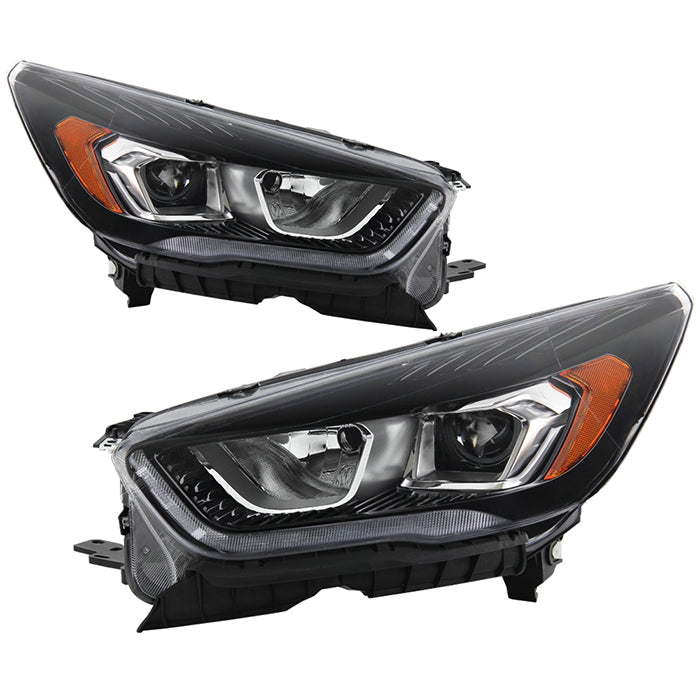 ( POE) Ford Escape 17-19 w/LED DRL Halogen Projector Headlights - Low Beam-HB3(Included) ; High Beam-H9(Included) - OE Black