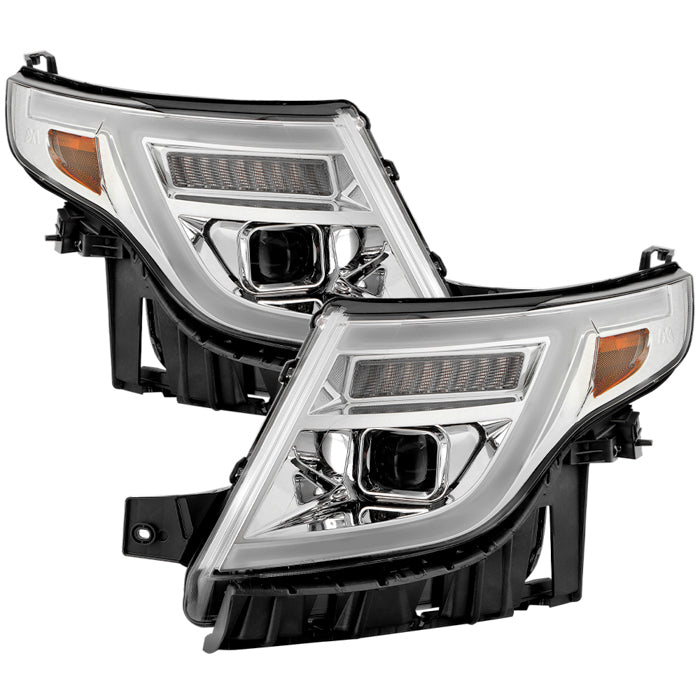 ( Akkon) Ford Explorer 2011-2015 Halogen Models Only ( Don‘t Fit Xenon HID Models ) Projecotr Headlights With LED Light Bar and Sequentail LED turn signal - Chrome