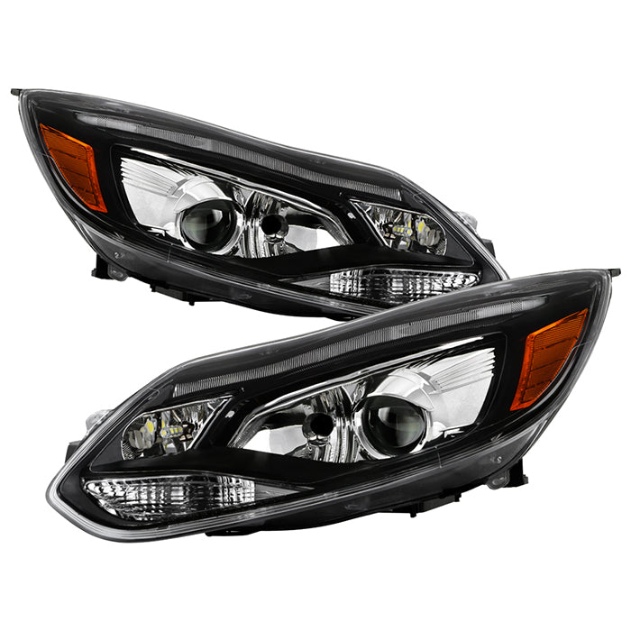 ( xTune ) Ford Focus 12-14 Projector Headlights - OE Style - Halogen Model Only ( Not Compatible With Xenon/HID Model ) - Low Beam-H7(Not Included) ; High Beam-H7(Included) ; Signal-PY21W(Included) - Black