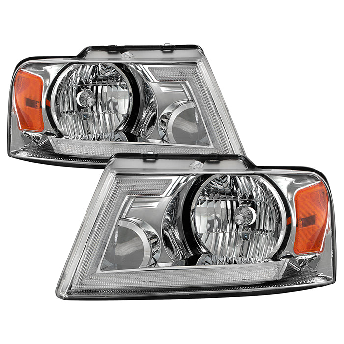 ( xTune ) Ford F150 04-08 Switch Back LED Signal w/DRL Crystal Headlights - Low Beam-H13(Not Included) ; High Beam-H13(Not Included) ; Signal-LED - Chrome