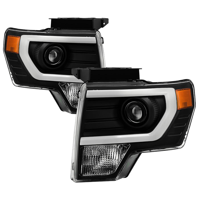 ( xTune ) Ford F150 09-14 Projector Headlights - Halogen Model Only ( Not Compatible with Factory Xenon/HID Model ) - Light Bar DRL - Black