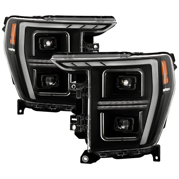 ( Akkon ) Ford F150 Halogen Models Only 2021-2023 Full LED Headlights - Black ( High Beam LED - Low Beam LED )