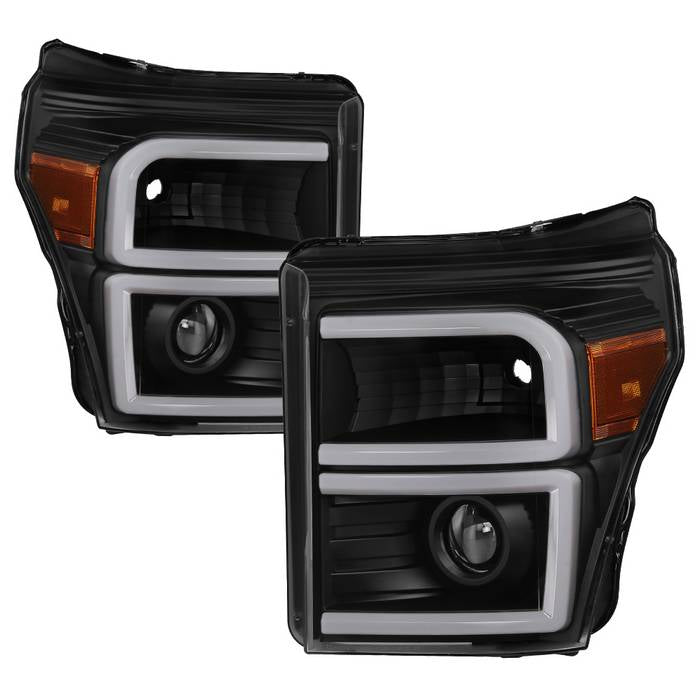 ( xTune ) Ford F-250/F-350/F450 Super Duty 11-16 Projector Headlights - Projector Headlights - Light Tube DRL - Black