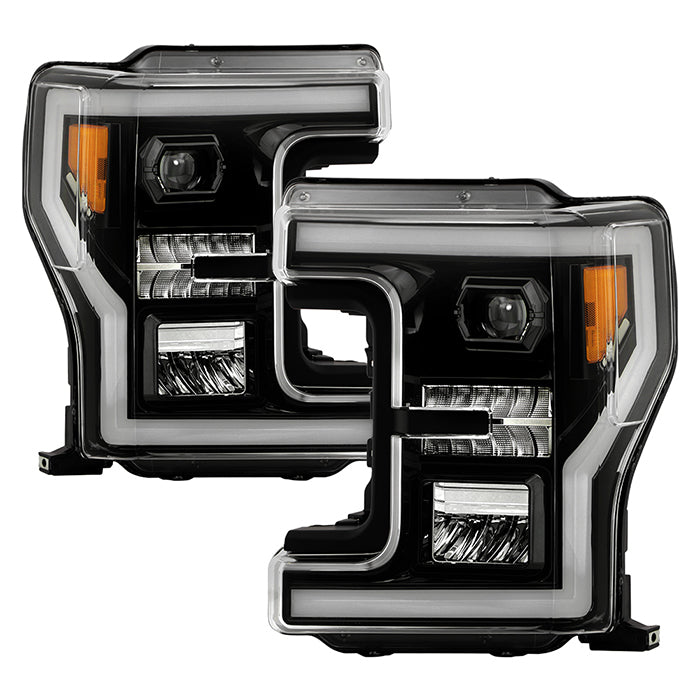 ( Akkon ) Ford F250 F350 Super Duty 2017-2019 Halogen Only ( Do Not Fit Factory LED Headlight Models ) Full LED Headlights (with welcome light function )- Black  ( High Beam LED - Low Beam LED )