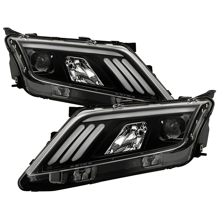 ( Akkon ) Ford Fusion 2010-2012 Projector Headlights  - Light Tube DRL - Black - Low Beam - H7 ; High Beam - H1 ; Signal - LED