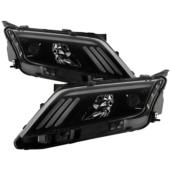 ( Akkon ) Ford Fusion 2010-2012 Projector Headlights  - Light Tube DRL - Black Smoked - Low Beam - H7 ; High Beam - H1 ; Signal - LED