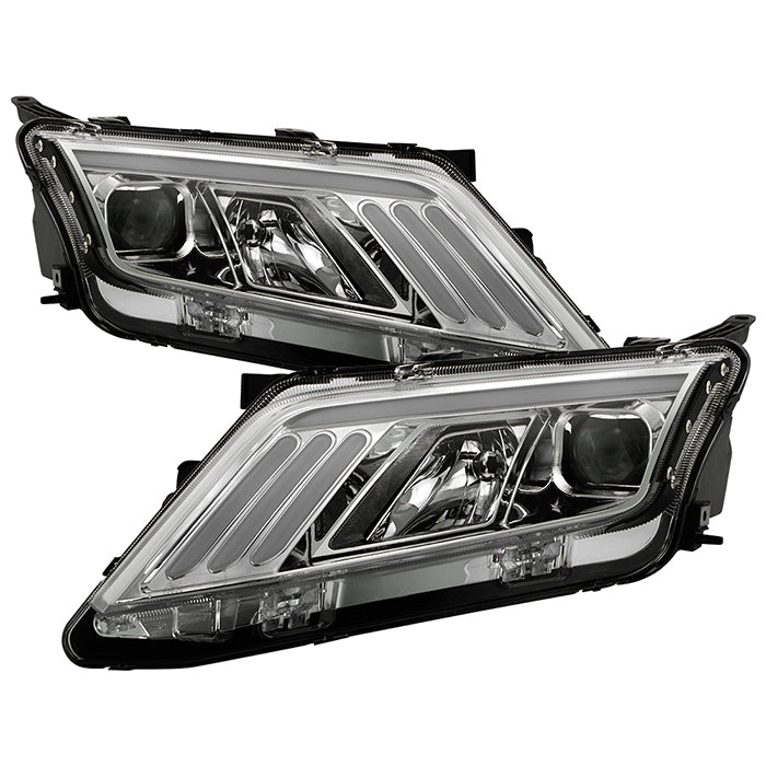 ( Akkon ) Ford Fusion 2010-2012 Projector Headlights  - Light Tube DRL - Chrome - Low Beam - H7 ; High Beam - H1 ; Signal - LED