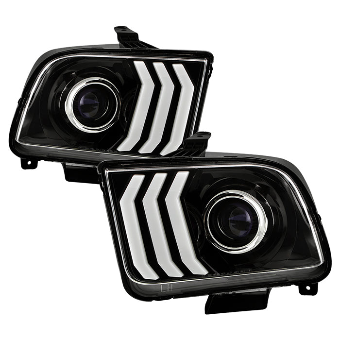 ( xTune) Ford Mustang 05-09 Halogen w/LED DRL Projector Headlights - Low Beam-HB3(Included) ; High Beam-HB3(Included) - Black