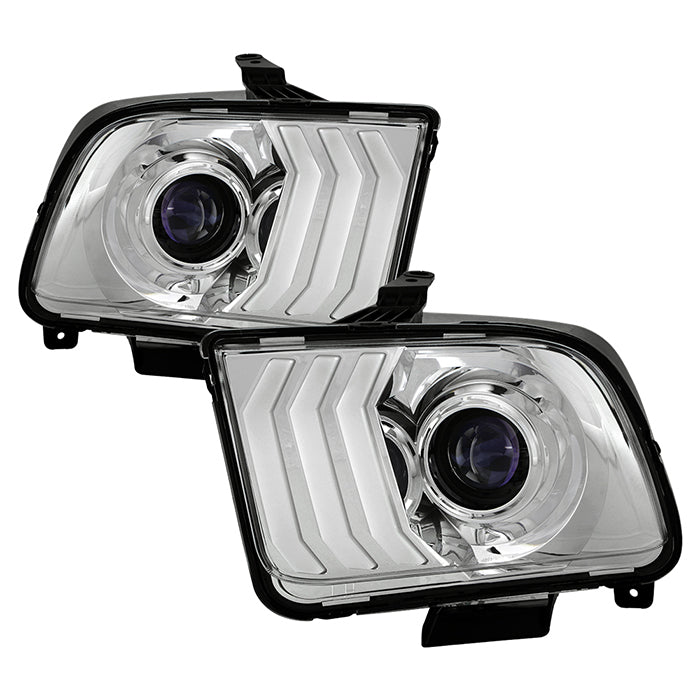 ( xTune) Ford Mustang 05-09 Halogen w/LED DRL Projector Headlights - Low Beam-HB3(Included) ; High Beam-HB3(Included) - Chrome