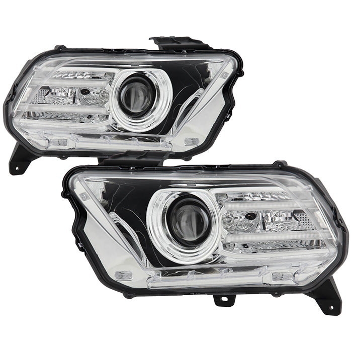 ( xTune) Ford Mustang 10-14 Halogen w/LED DRL Projector Headlights - Low Beam: H7 (Included) - High Beam: H7 (Included) -Signal:7444NA (Included)- Chrome