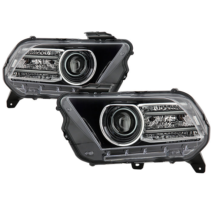 ( POE ) Ford Mustang 10-14 Halogen (HID Style) Halogen model w/LED DRL Projector Headlights - OE SET
