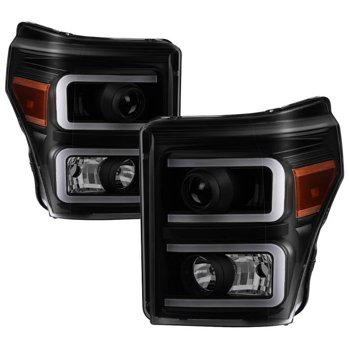 ( Akkon ) Ford F-250/F-350/F450 Super Duty 11-16 Projector Headlights - Light Bar DRL - Black Smoked