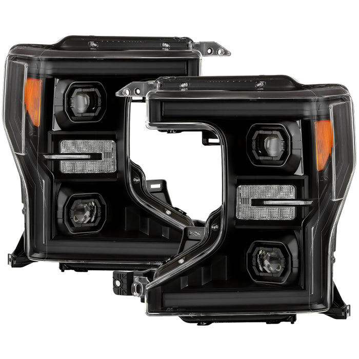 ( Akkon ) Ford F250 F350 20-22 SuperDuty ( Halogen Models Only ) DRL LED Light Bar Projector Headlights - Black