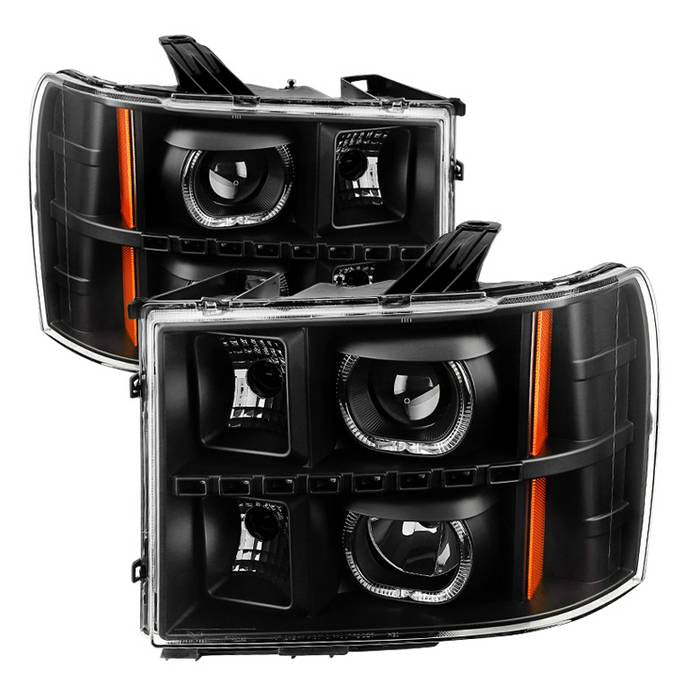 ( Akkon ) GMC Sierra 1500/2500/3500 07-13 / GMC Sierra Denali 08-13 / GMC Sierra 2500HD/3500HD 07-13 Projector Headlights - LED Halo- Black