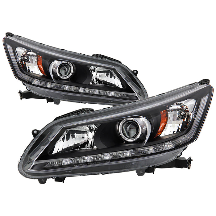 ( xtune ) Honda Accord 13-15 4Dr LED Blue Start / Sequential Signal DRL Projector Headlights - Low Beam-H11(Not Included) ; High Beam-GB3(Not Included) ; Signal-1156A(Included) - Black