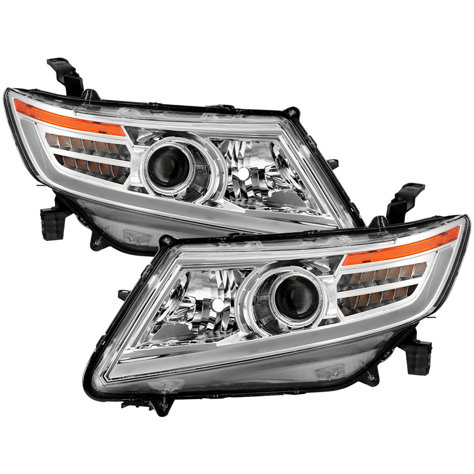 ( Akkon ) Honda Odyssey Halogen Models Only 11-17 ( Do Not Fit HID models ) Projector Headlights With LED Stripe  Parking & Sequential Turn Signal - Chrome