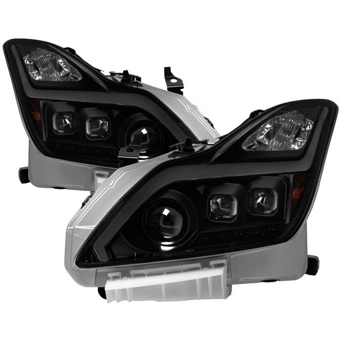 ( Akkon ) Infiniti G37 G37X Coupe (non-AFS) HID Models Only 2008-2015 ( Not Fit Halogan & Models With AFS ) Light Bar Projector Headlights w/Sequential Turn Signal - Black Smoked
