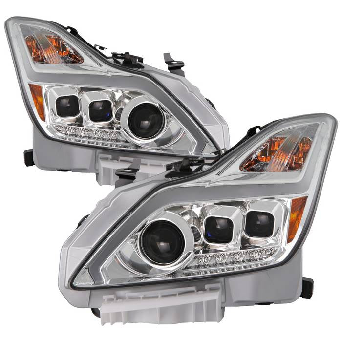 ( Akkon ) Infiniti G37 G37X Coupe (non-AFS) HID Models Only 2008-2015 ( Not Fit Halogan & Models With AFS ) Light Bar Projector Headlights w/Sequential Turn Signal - Chrome